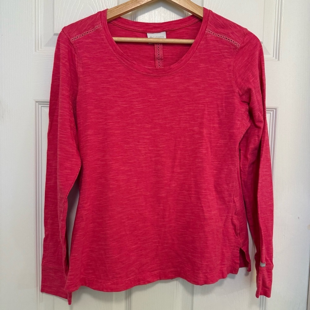 Like New Columbia Long-sleeve Tee with Crisscross Lace Trim Inset Details